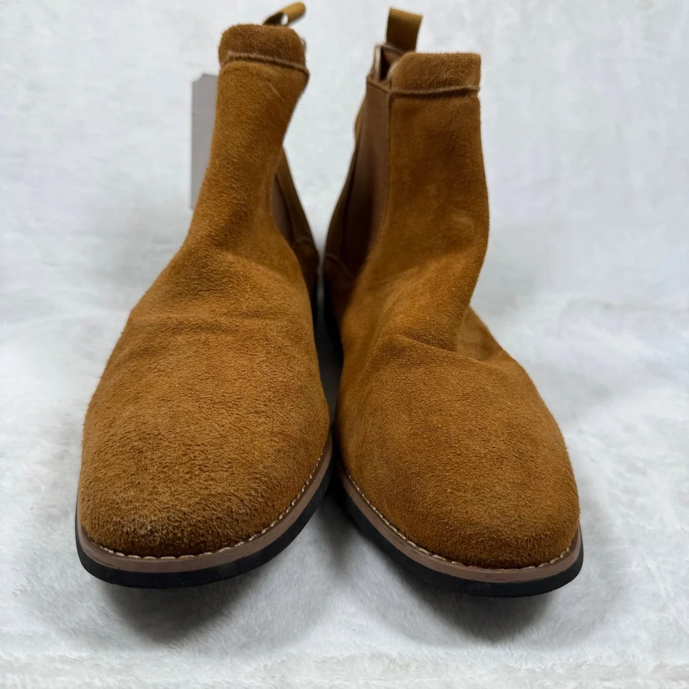 Rollda Collection Mens XZ31CP Suede Chelsea Boots Cognac Brown Size 8.5 NEW